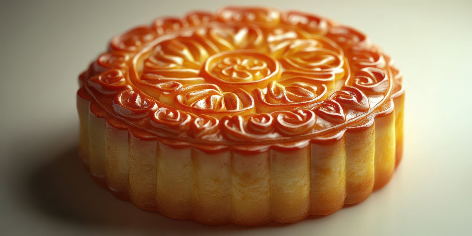Mooncake with intricate design showcased on a smooth surface, celebrating traditional festival culture